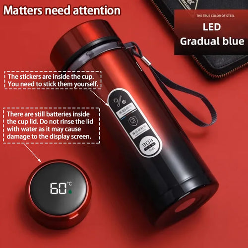 SoftAura Stainless Steel Thermos Bottle LED Temperature Display 500ML- 1L Sus304 Vacuum Flask Portable Cup  2026 New